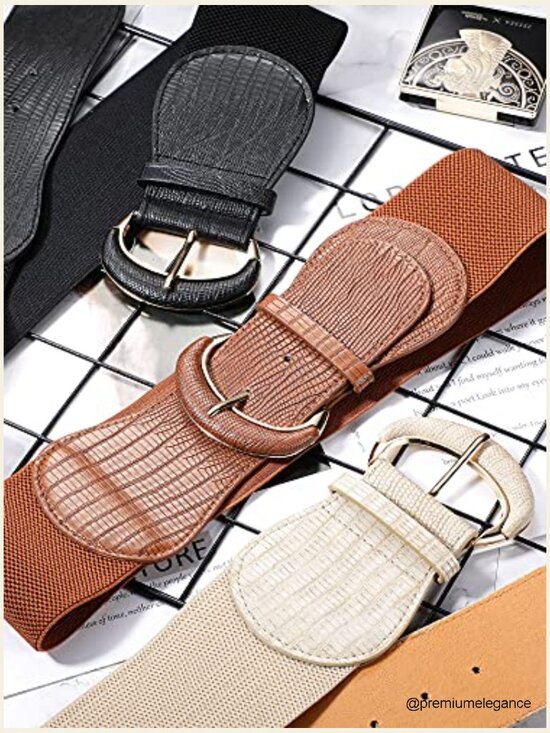3 Pack Women Wide Elastic Cinch Waist Belt Stretchy Dress Belt main image 4